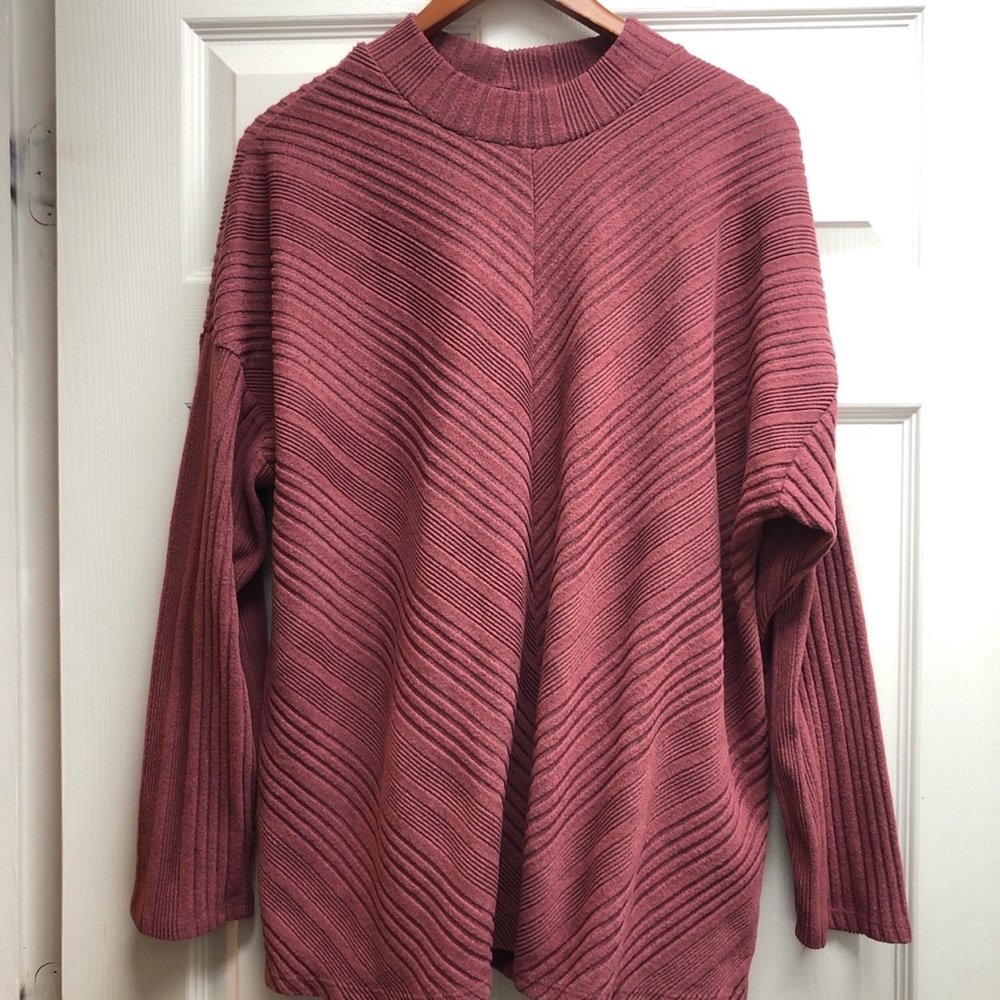 Lane Bryant 22/24 Ribbed Cowl-Neck Sweater in Dusty Rose